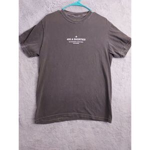 40s Shorties Shirt Mens Medium Vintage Wash Fade Spellout Logo Double Sided Gray